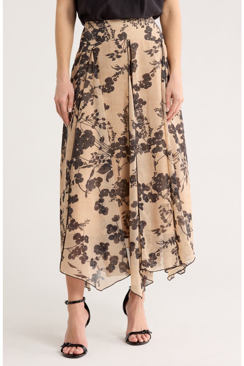Floral Godet Maxi Skirt, Main, color, HUMMUS