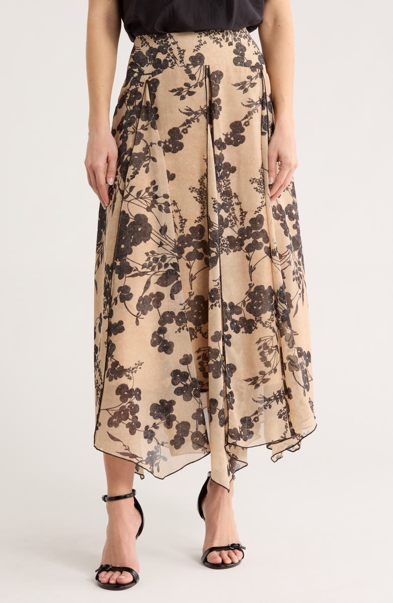 Ted Baker Floral Godet Maxi Skirt, Main, color, Hummus