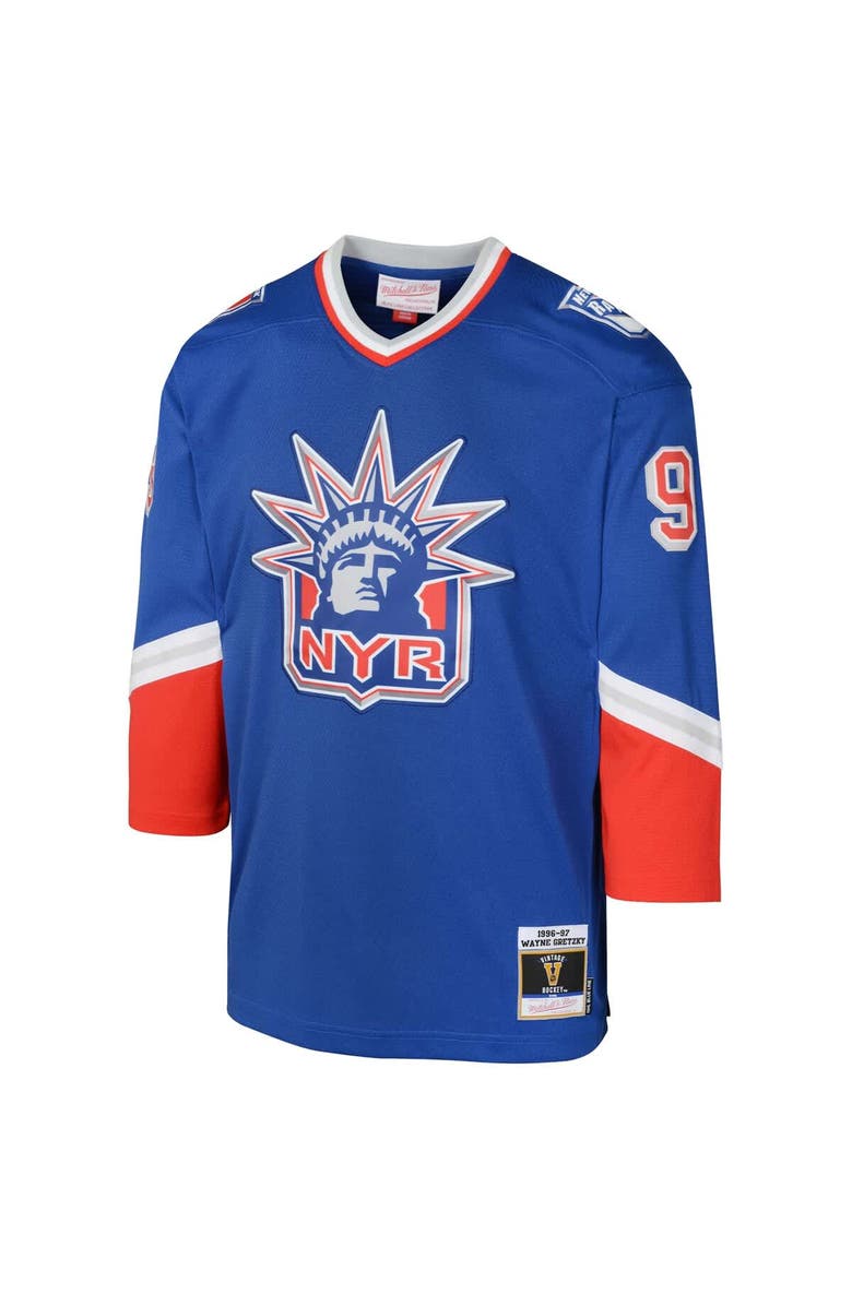 Mitchell & Ness Youth Mitchell & Ness Wayne Gretzky New York Rangers 1996/97 Blue Line Player Jersey, Alternate, color, Blue