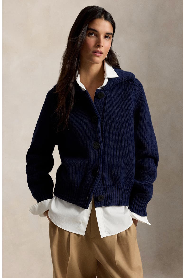 Cotton Blend Cardigan, Alternate, color, CRUISE NAVY