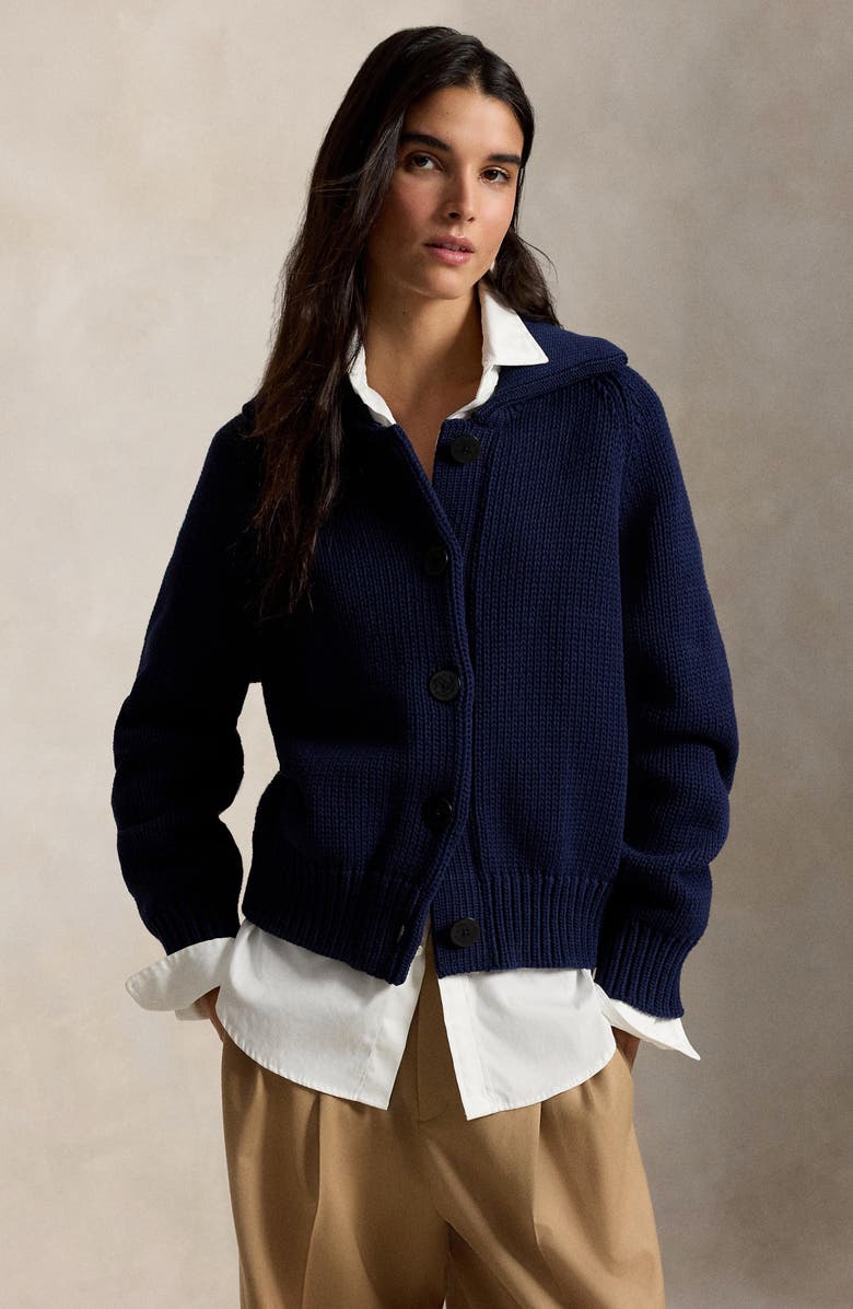 Polo Ralph Lauren Cotton Blend Cardigan, Alternate, color, Cruise Navy