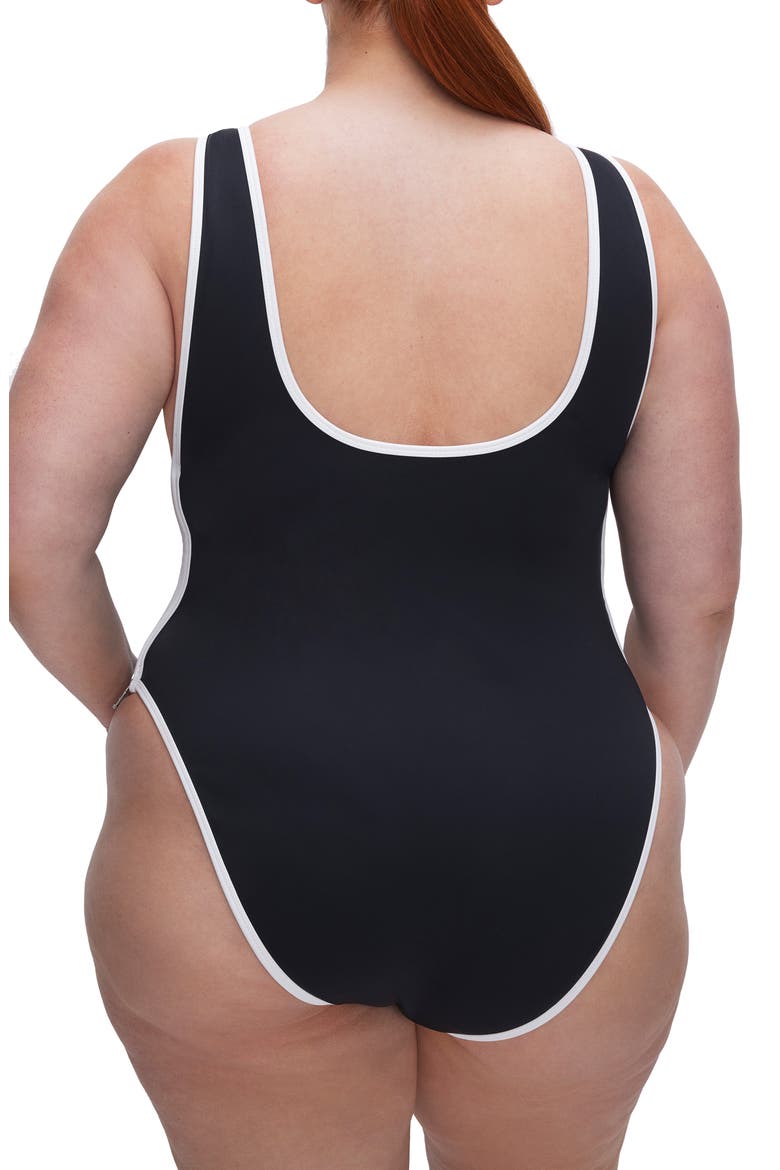 Varsity Layout One-Piece Swimsuit, Alternate, color, BLACK001