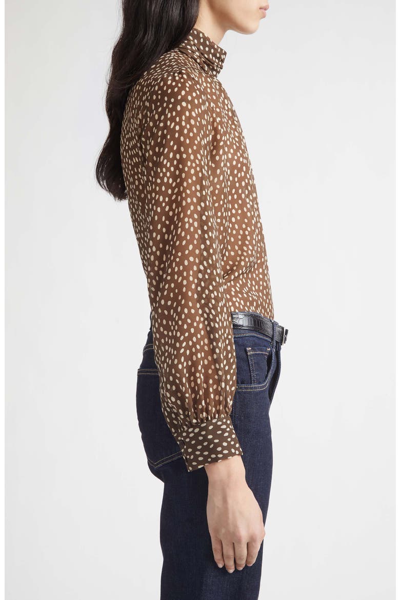 Remie Polka Dot Sheer Silk Chiffon Blouse, Alternate, color, BROWN/ CREAM WILD DOTS