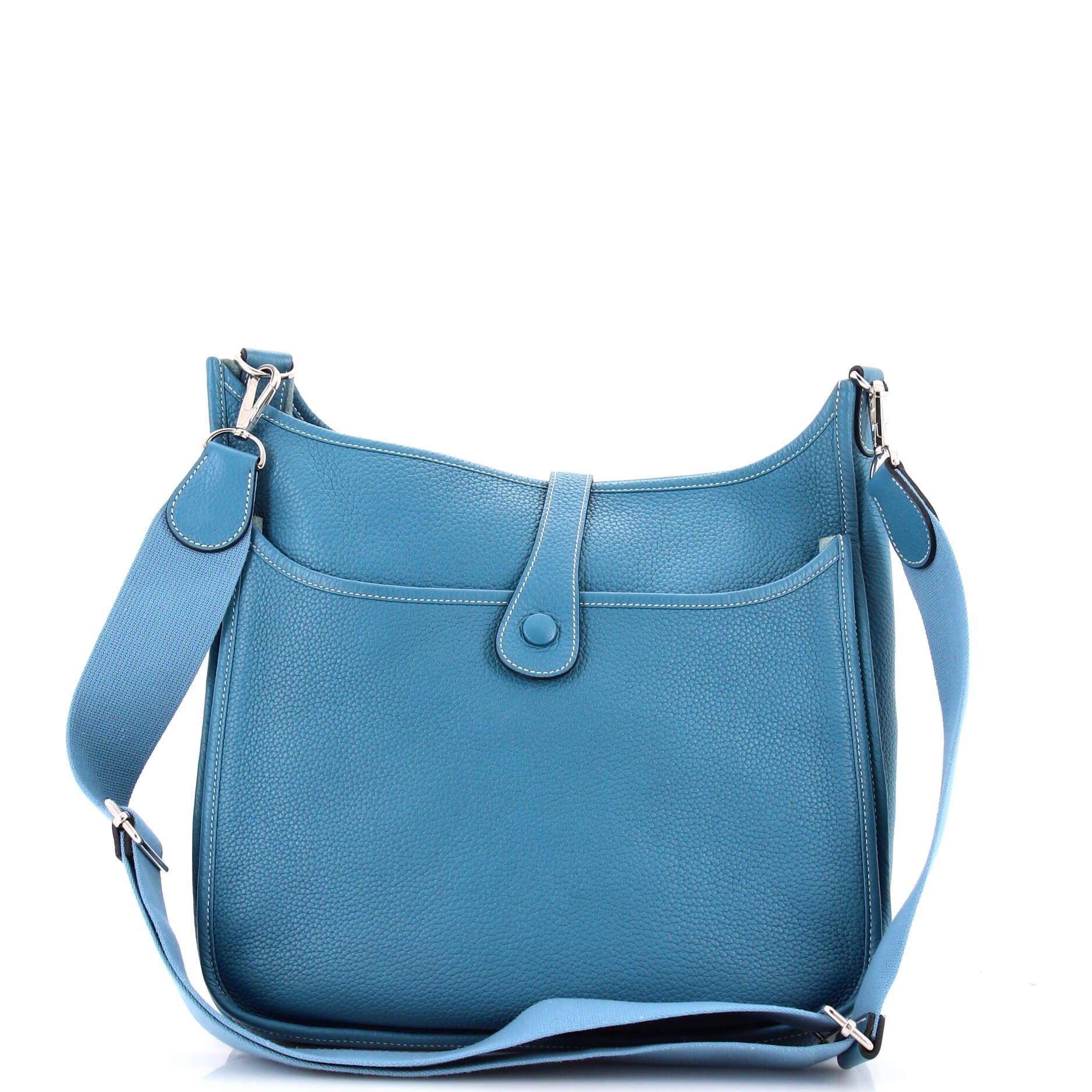 Pre-Owned Hermes Evelyne Bag Gen III Clemence GM, Alternate, color, Bleu Jean