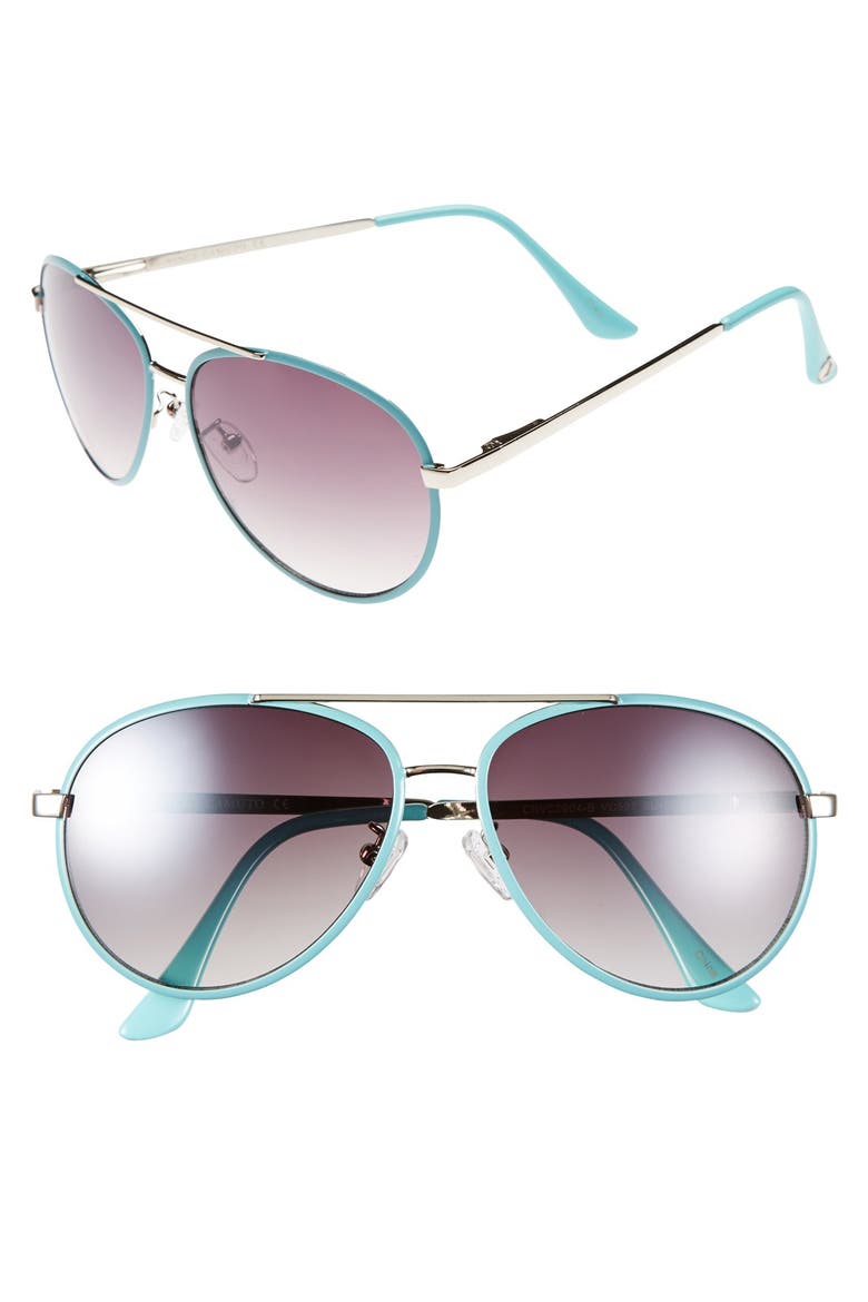 58mm Aviator Sunglasses, Main, color, SILVER/ BLUE