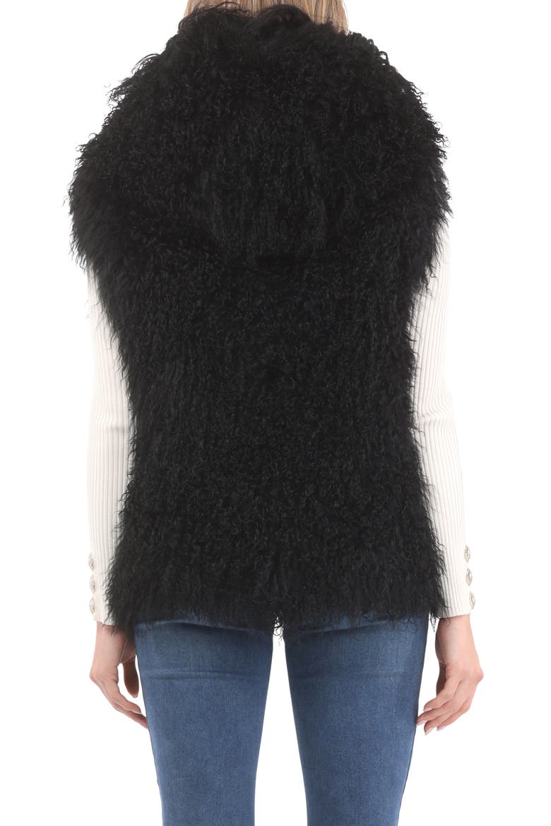 Reversible Genuine Shearling Vest With Wool And Cashmere Blend Back, Alternate, color, BLACK/BLACK