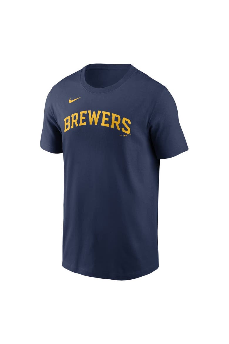 Men's Nike Jackson Chourio Navy Milwaukee Brewers Fuse Name & Number T-Shirt, Alternate, color, Navy