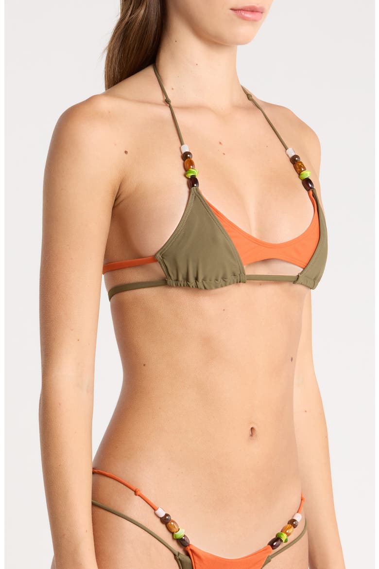 Beaded Layered Triangle Bikini Top, Alternate, color, MULTI