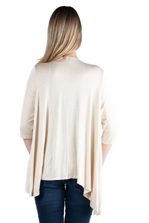 24seven Comfort Apparel Maternity Elbow Length Sleeve Open Cardigan In Neutral