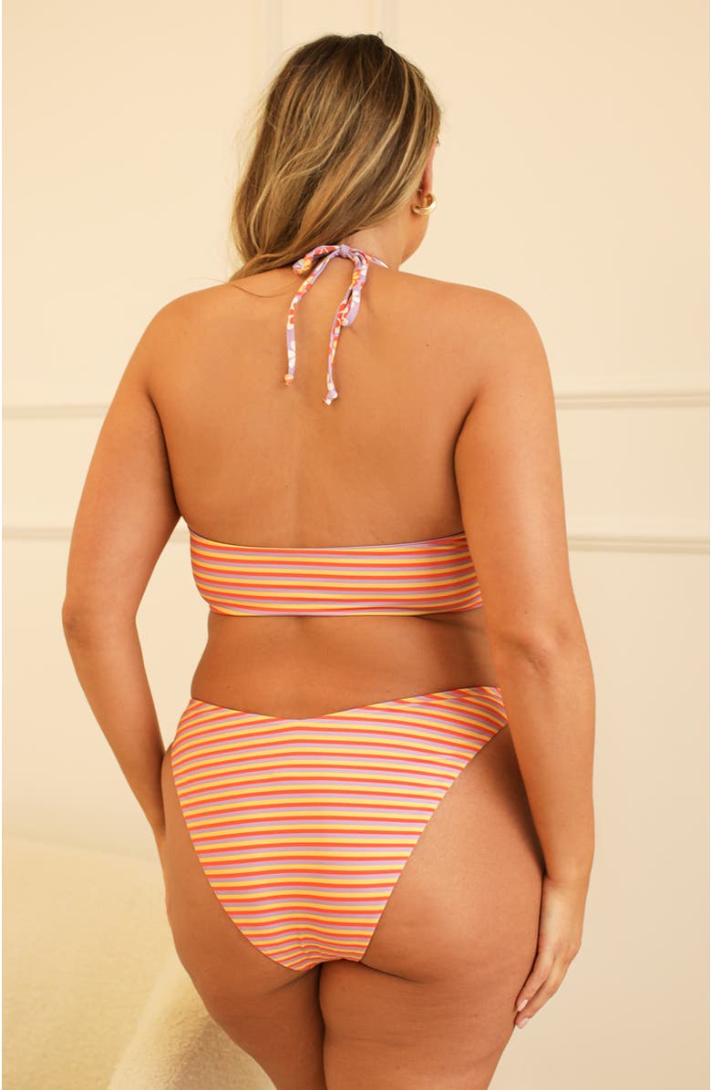 Dippin Daisys Amalfi String Tie Bandeau Bikini Top, Alternate, color, Strawberry Lemonade/Razzle
