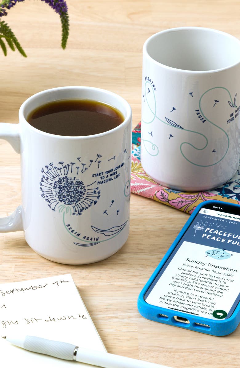 Uncommon Goods Daily Mindfulness Interactive QR Mug, Alternate, color, Multi