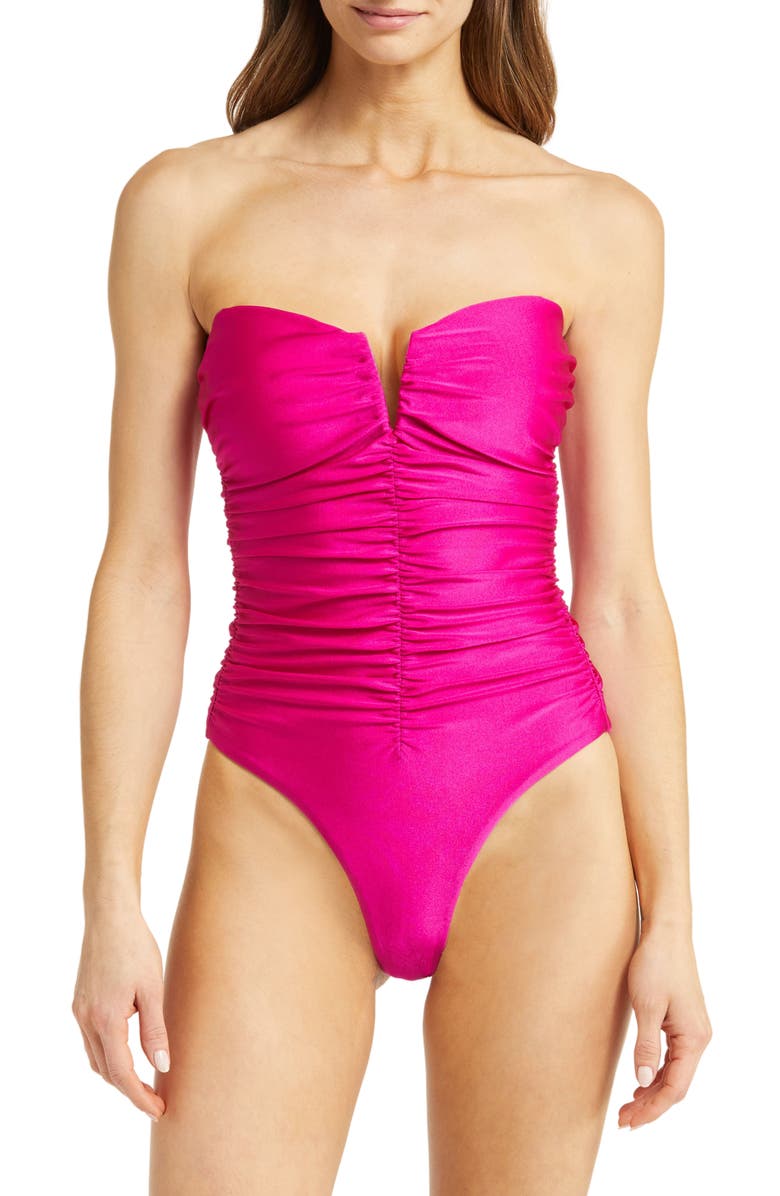 Veronica Beard Arpel Ruched Convertible One-Piece Swimsuit, Main, color, 