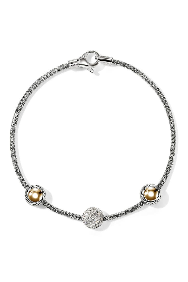 JH Essential Station Bracelet, Diamonds, 1.8mm, Alternate, color, SILVER GOLD DIAMOND