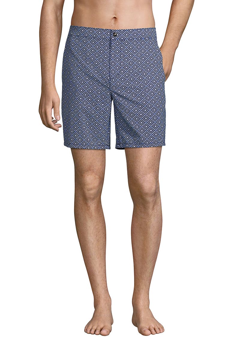 Lands' End Lined 7" Hybrid Swim Shorts, Main, color, 