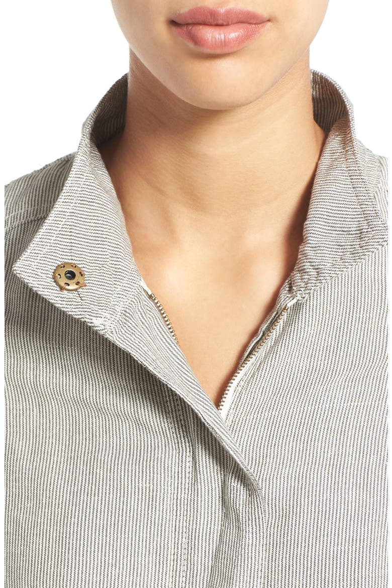Linen Blend Utility Jacket, Alternate, color, OLIVE- IVORY MINI STRIPE