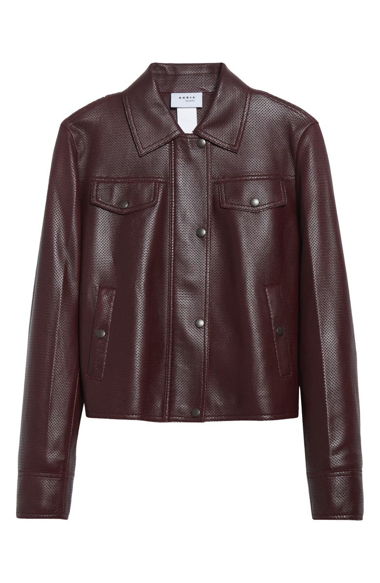 Akris punto Pin Dot Lambskin Leather Moto Jacket, Alternate, color, Blackberry