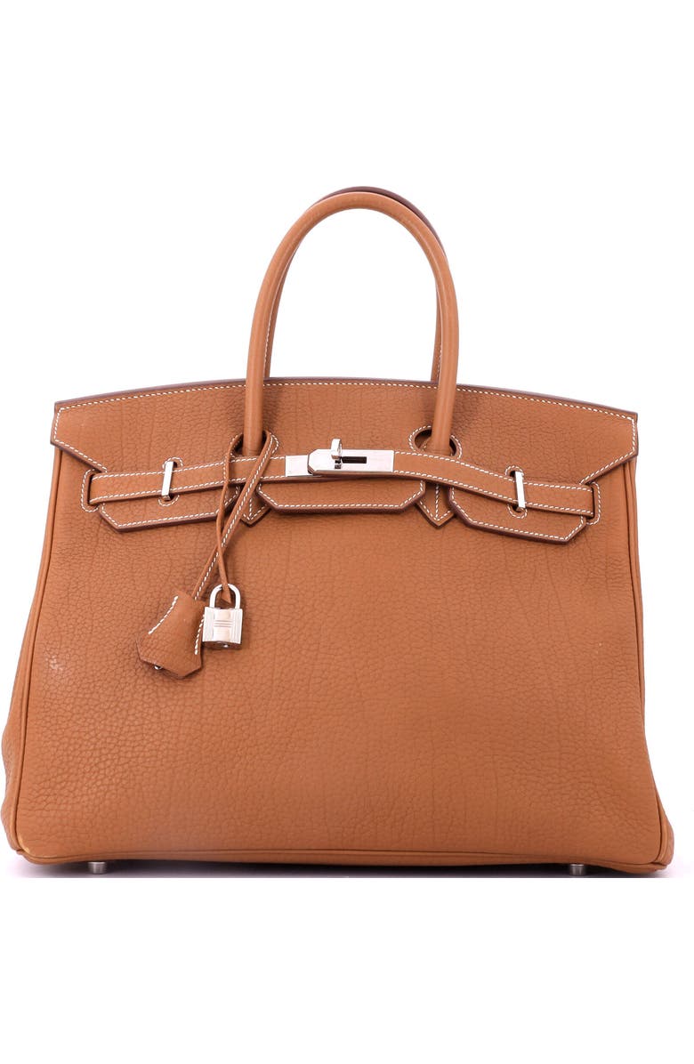 Pre-Owned Hermes Birkin Handbag Brown Fjord with Palladium Hardware 35, Main, color,