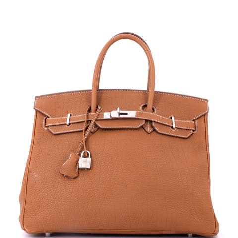 Birkin Handbag Brown Fjord with Palladium Hardware 35
