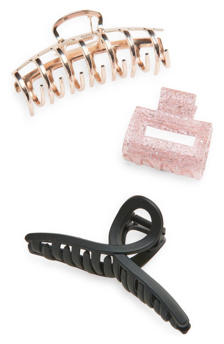 Noir 3-Pack Assorted Jaw Clips, Main, color, Pink Black Gold