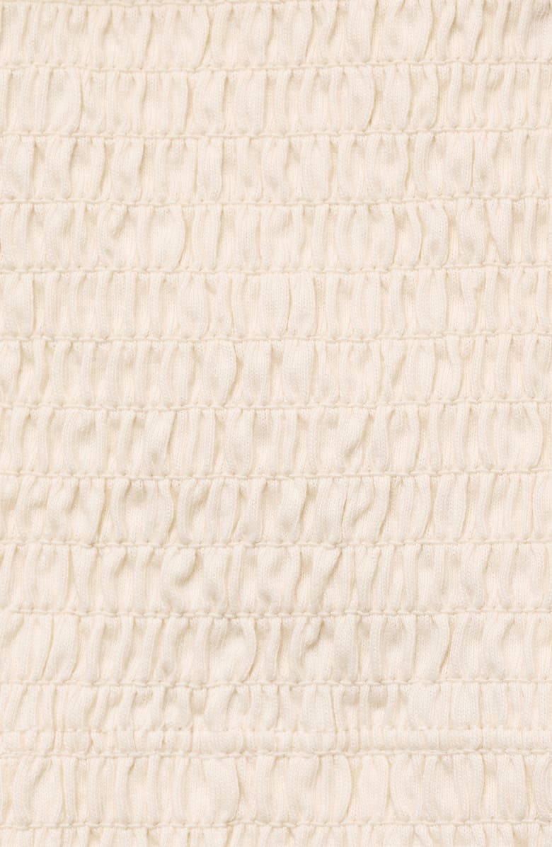 MANGO Smocked Ruffle Tube Top, Alternate, color, Ecru