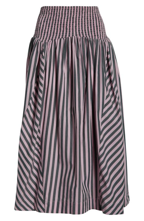 Damson Madder Womens Layla Godet Cotton Midi Skirt Multi In Gray