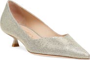 Stuart Weitzman Eva Kitten Heel Pointed Toe Pump