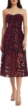 Dress the Population Sadie Floral Sequin Strapless A-Line Dress