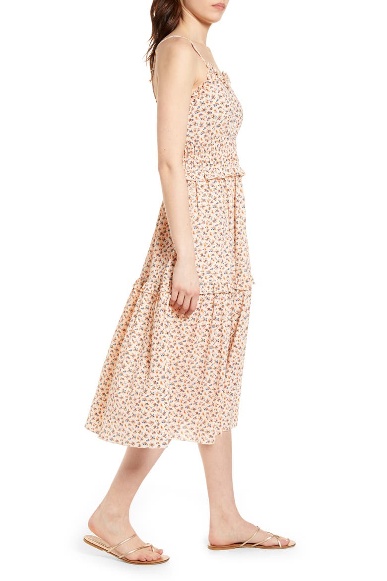 Ruffle Sleeveless Midi Dress, Alternate, color, FLORAL MOSS