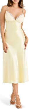 HOUSE OF CB Felicity Lace & Satin Midi Dress