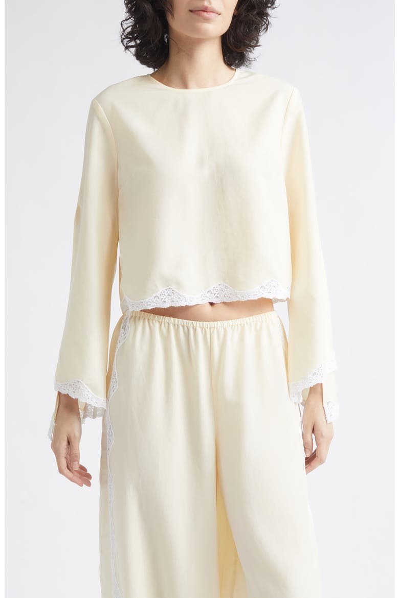 Tabitha Lace-Trimmed Tencel Top, Main, color, BUTTERMILK
