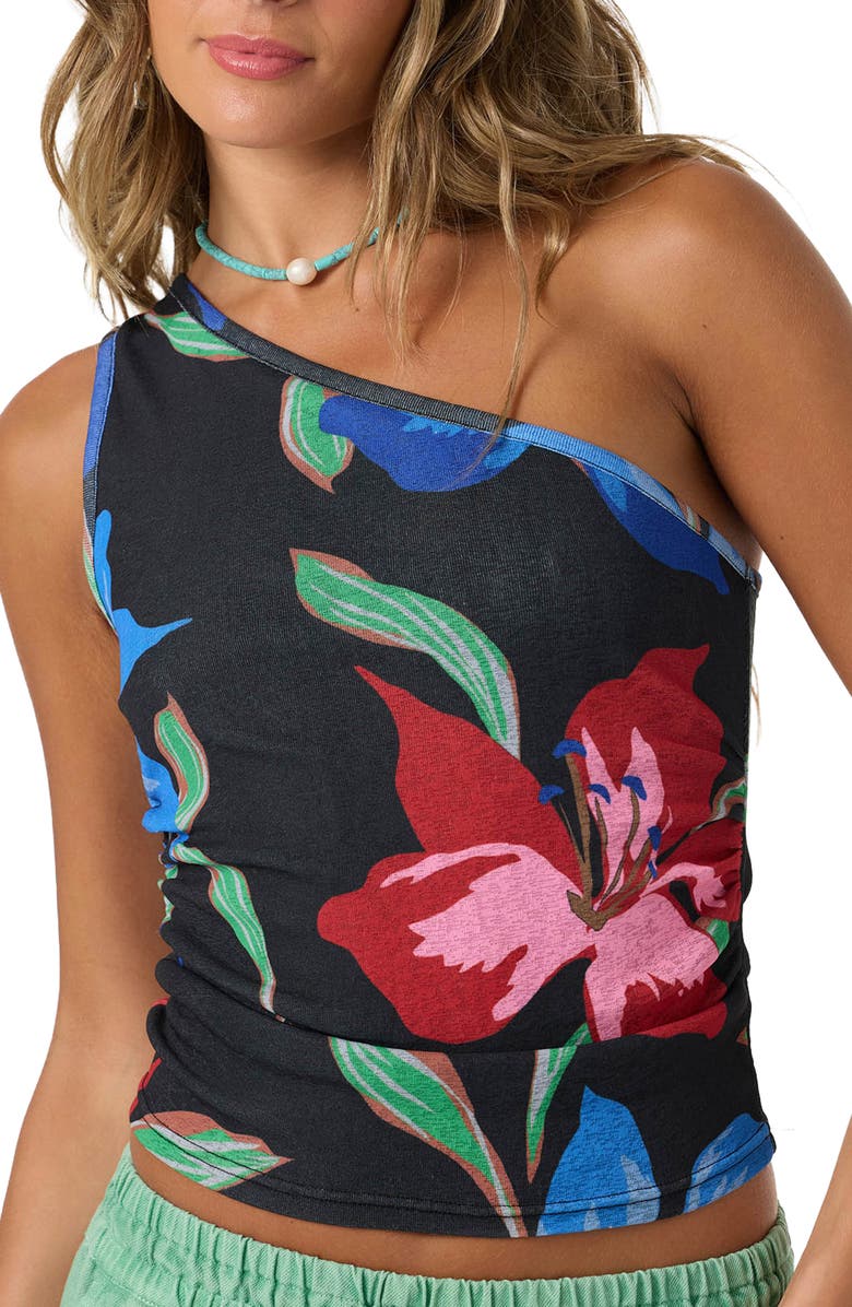 O'Neill Celeste Floral One-Shoulder Top, Alternate, color, Black