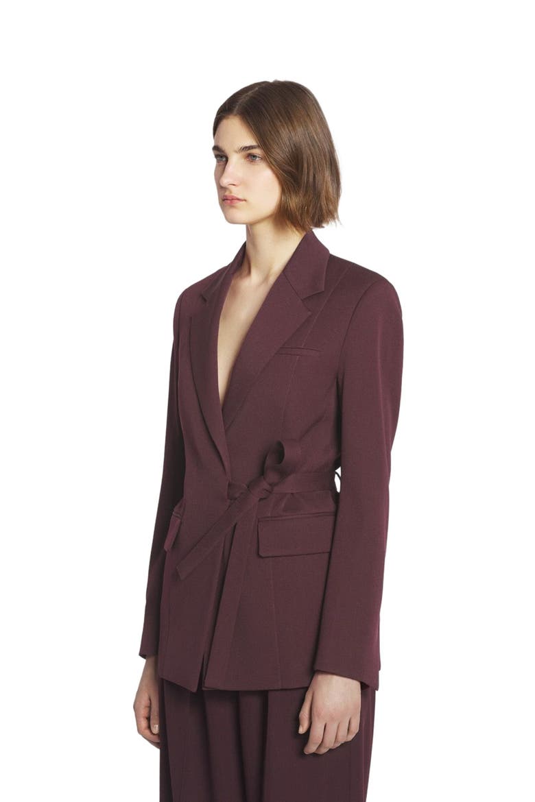 BELTED JACKET, Alternate, color, BURGUNDY