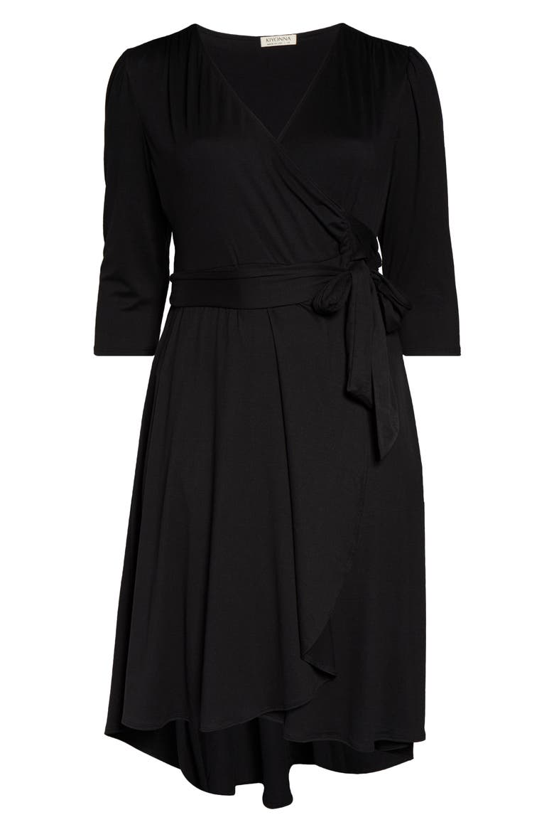 Winona High/Low Wrap Dress, Alternate, color, BLACK NOIR