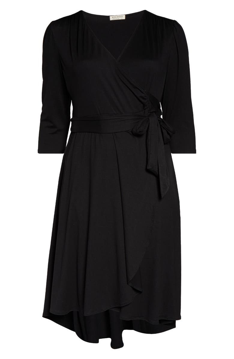 Kiyonna Winona High/Low Wrap Dress, Alternate, color, Black Noir