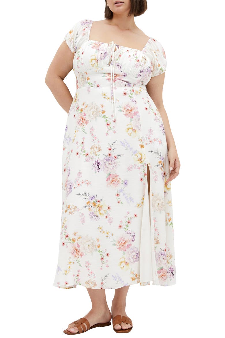 Abbigail Print Puff Sleeve Maxi Dress, Main, color, FLIRTY FLORAL