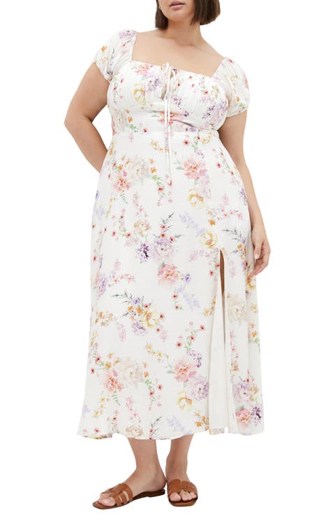 Abbigail Print Puff Sleeve Maxi Dress (Plus)