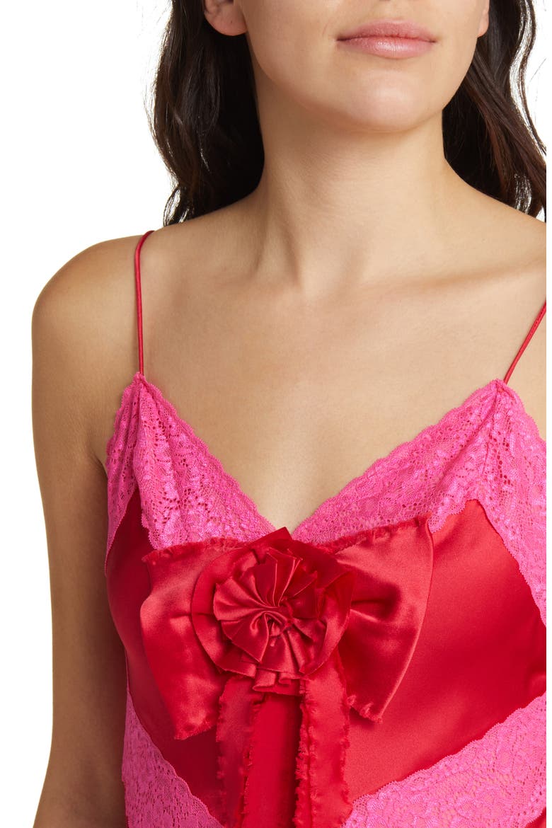 Serita Lace Silk Slipdress, Alternate, color, RED