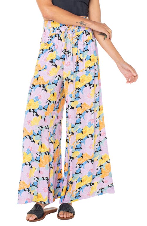 Roxy Synset Daze Floral Wide Leg Pants In Anthracite