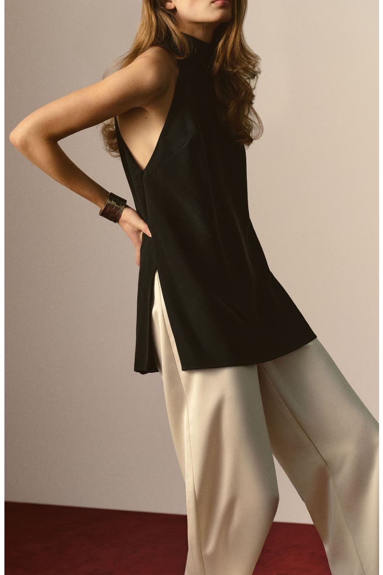 Niva High Neck Top, Alternate, color, BLACK