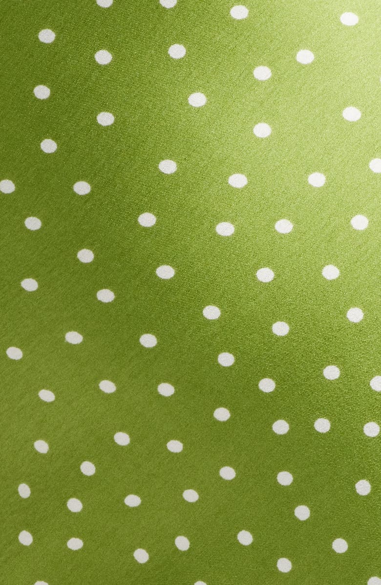 Topshop Polka Dot Twist Front Satin Midi Dress, Alternate, color, Mid Green