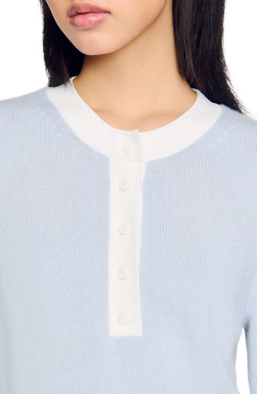 Sandro Wool-cashmere Henley Top In Sky Blue