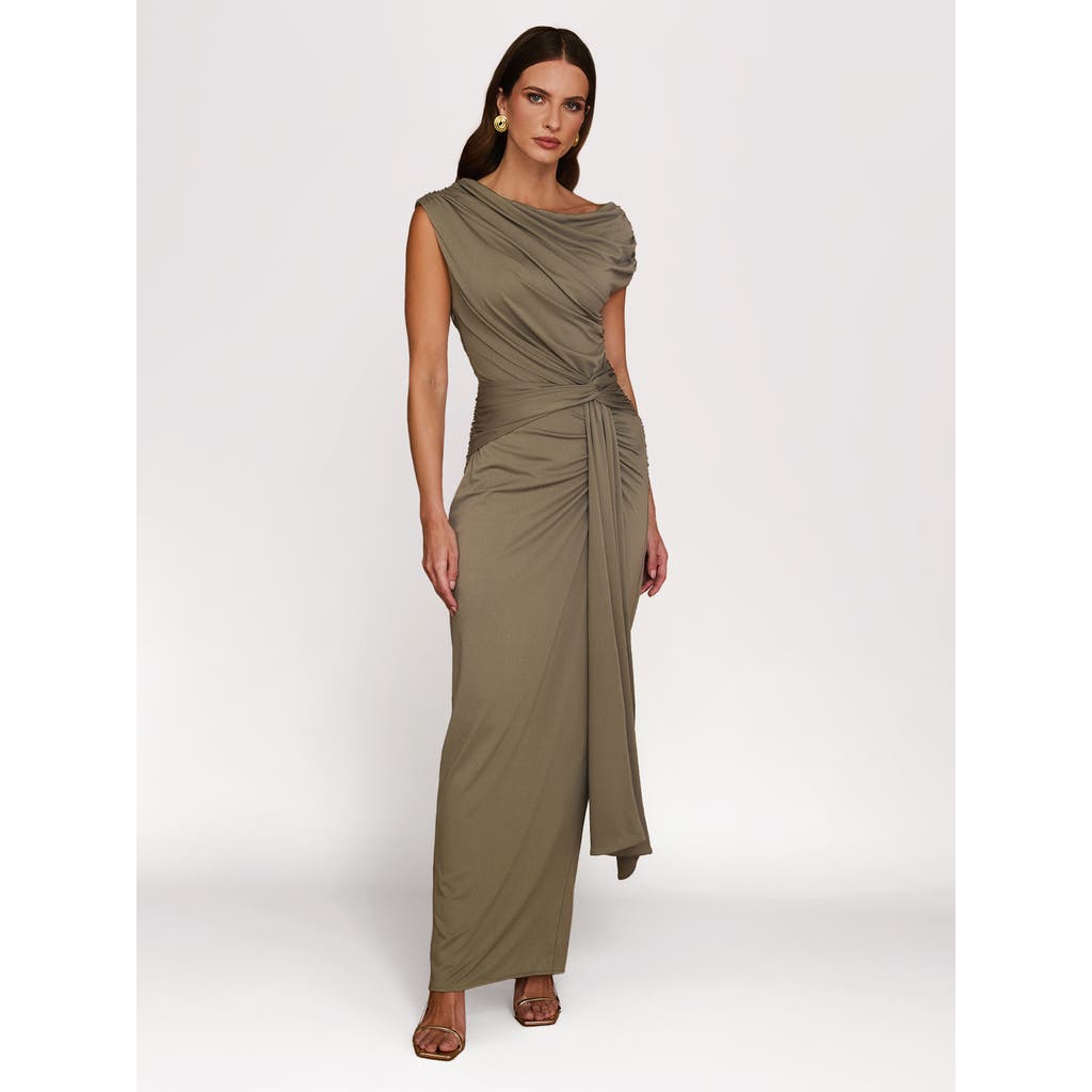 Six Stories Knot Detail Maxi Dress In Gray