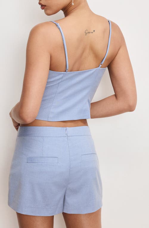 Good American Womens Suiting Cropped Stretch-woven Top Crosshatch Blue001 In Crosshatch Blue001