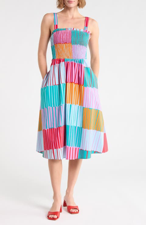 Tristan Colorblock Stripe Cotton Sundress