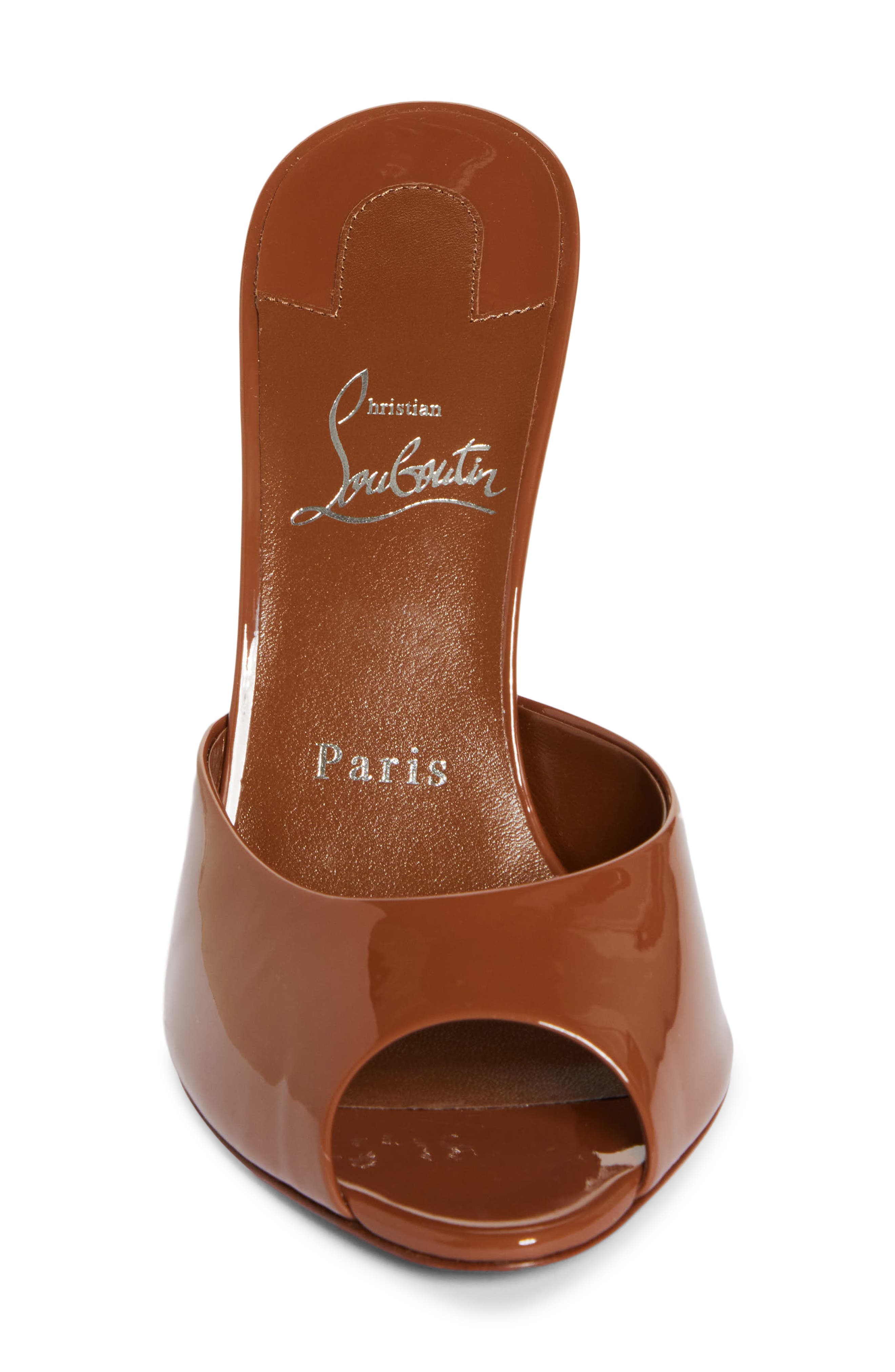 Christian Louboutin Me Dolly Peep Toe Slide Sandal, Alternate, color, Brown