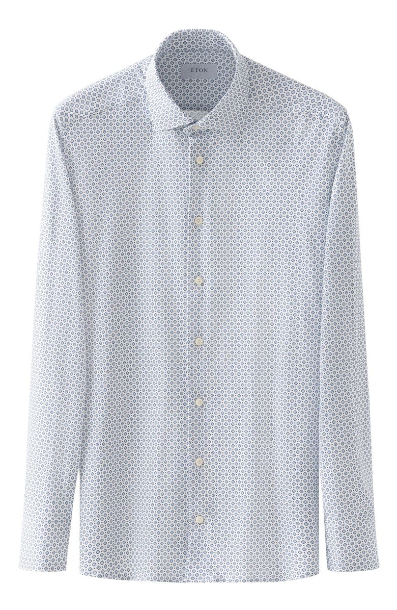 Eton Slim Fit Medallion 4Flex Fit Stretch Jersey Dress Shirt, Alternate, color, Medium Blue