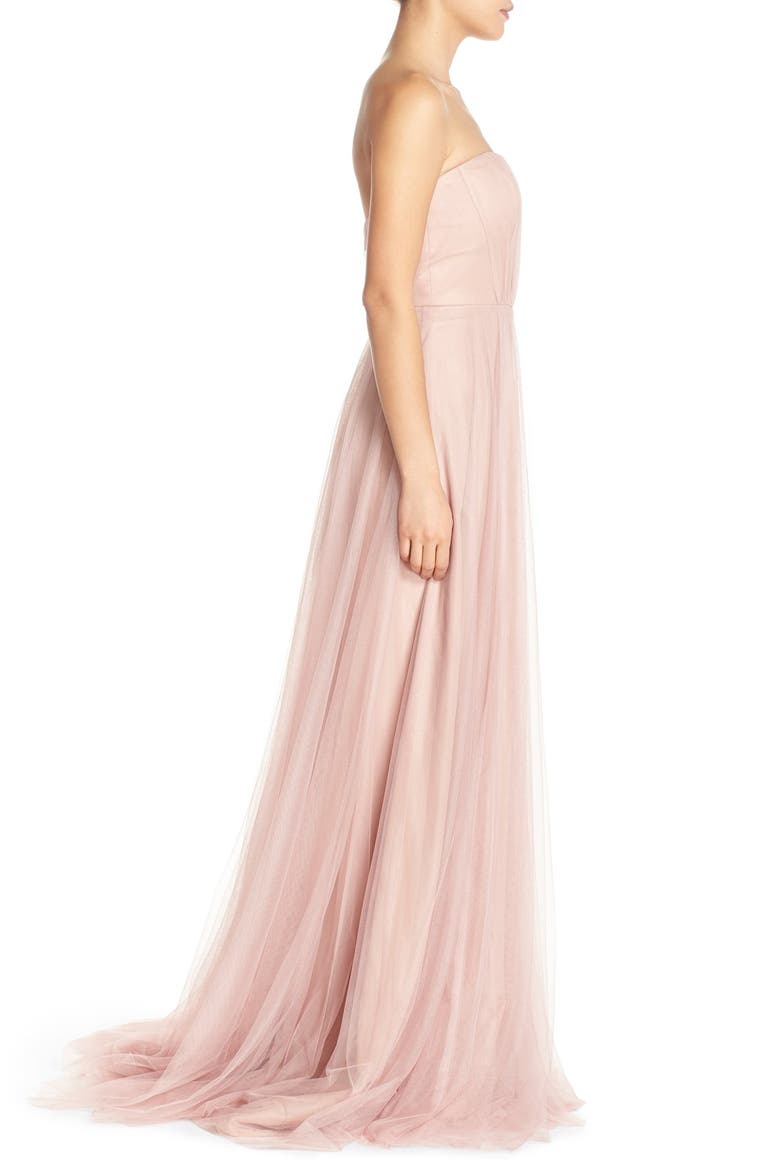 Strapless Tulle Gown, Alternate, color, SHELL