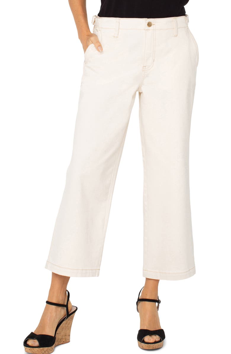 Liverpool Los Angeles Button Tab High Waist Crop Wide Leg Pants, Alternate, color, 