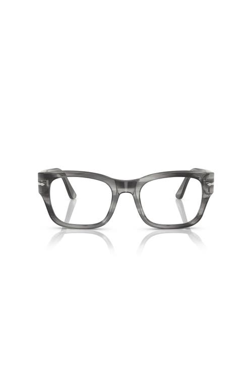 Persol 52mm Rectangle Optical Glasses In Metallic