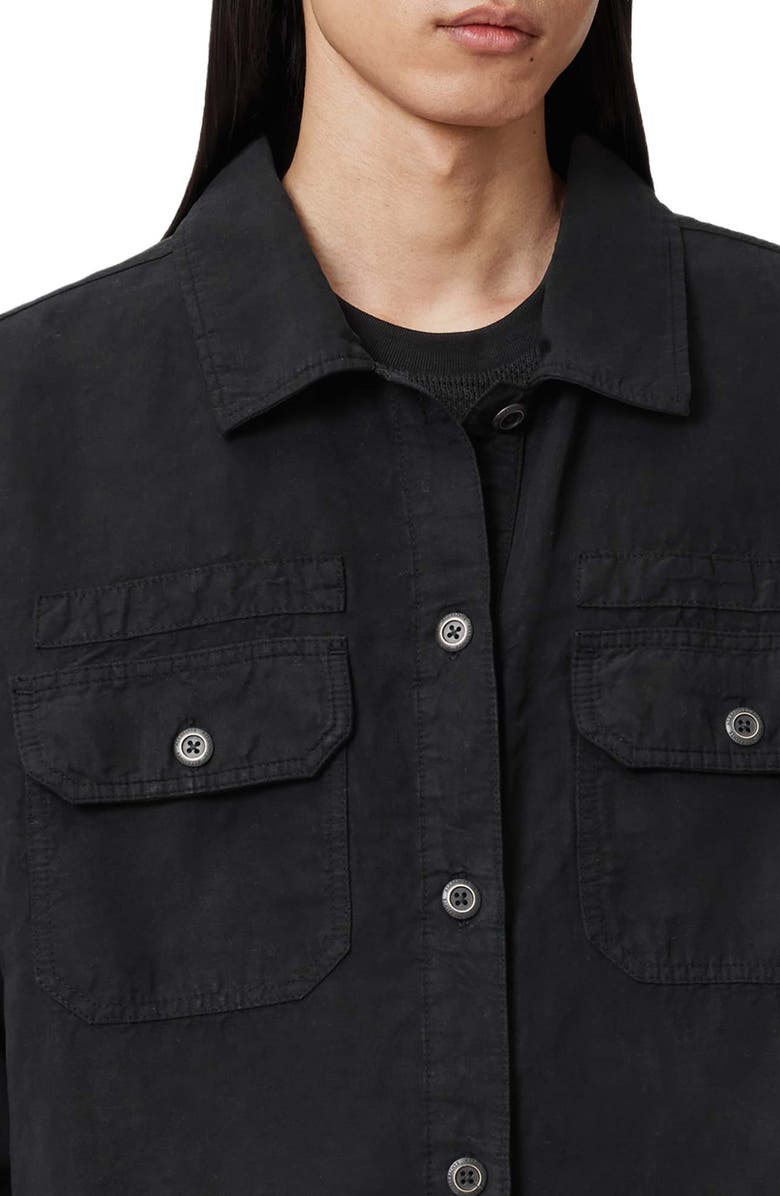 AllSaints Korten Relaxed Fit Shacket, Alternate, color, Black